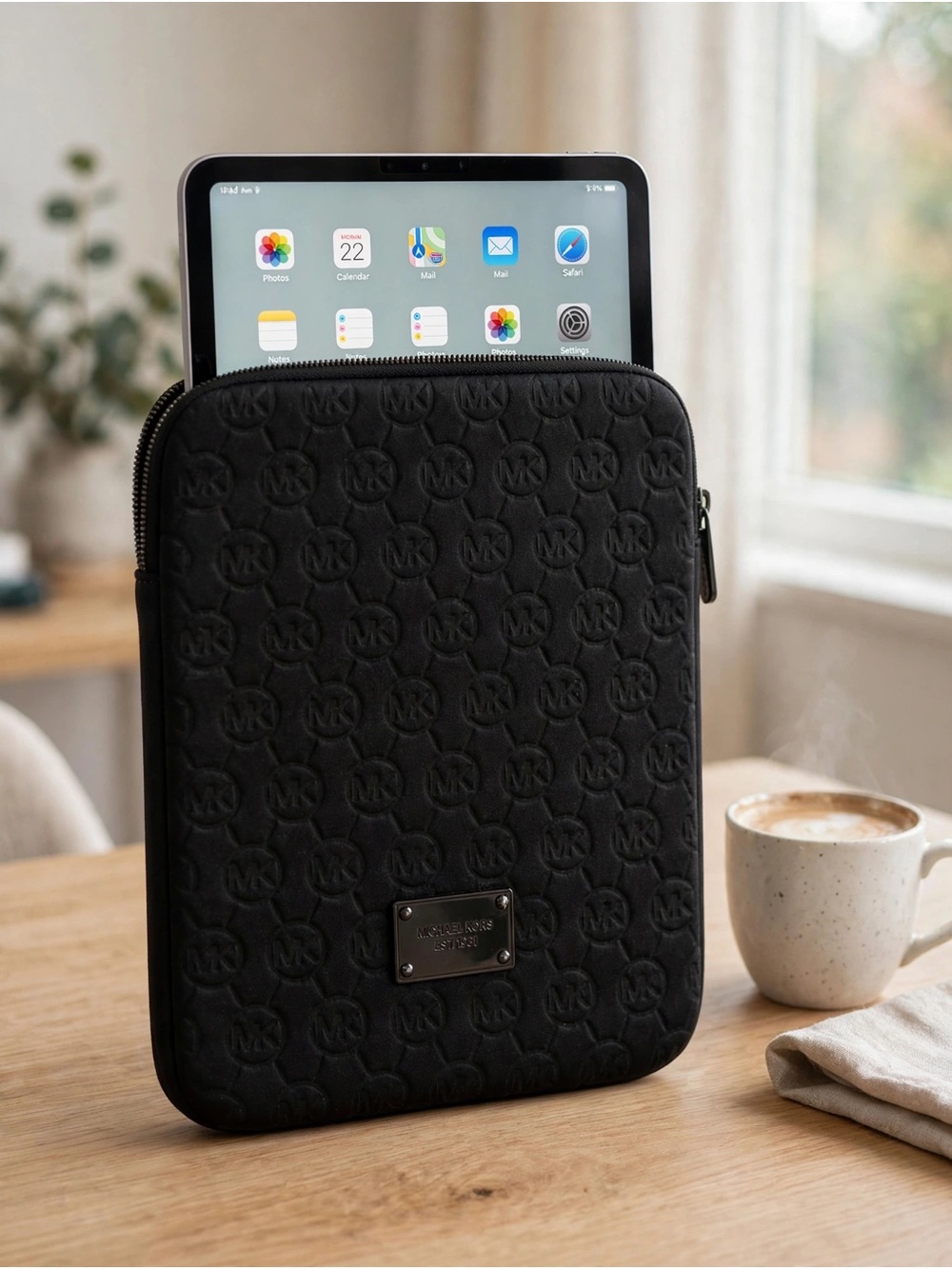 Michael Kors Black Quilted Mini Tablet Sleeve - Protective Carry Case